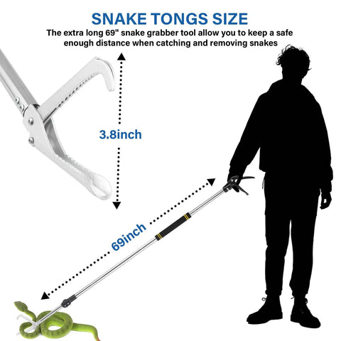 55 Inch Long Reach Snake Grabber Tool With Stainless Steel Tongs And Foam Sponge Handle Heavy Duty Reptile Catcher For Rattlesnakes Safe Distance Easy One Hand Use