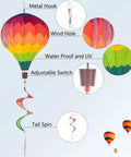Two Pack Multicolor Hot Air Balloon Rainbow Wind Spinner Garden Decor For Outdoor Vibes, nylon build with UV resistance