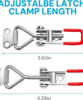 Six Pack Toggle Latch Clamp Set With Adjustable Quick Release Pull Handles showing adjustable length dimensions