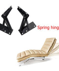 Two Pack Heavy Duty Sofa Bed Spring Hinges With 80 Degree Swing Ideal For Folding Cabinet Lift Up Support No Fuss Setup And Rapid Home Refresh Built Different For The Daily Grind. Black spring hinges beside a lounge sofa.