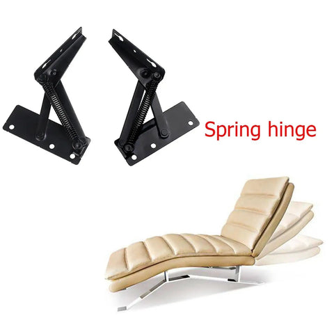 Two Pack Heavy Duty Sofa Bed Spring Hinges With 80 Degree Swing Ideal For Folding Cabinet Lift Up Support No Fuss Setup And Rapid Home Refresh Built Different For The Daily Grind. Black spring hinges beside a lounge sofa.