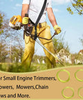 Man using trimmer with Four Size Fuel Line Hose Kit For Small Engines Includes 0.08x0.14 In, 3/32x3/16 In, 1/8x3/16 In, 1/8x1/4 In