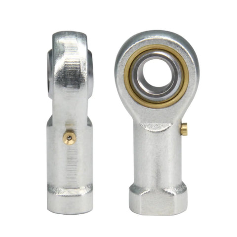 PHSB6 Rod End Bearings With Three Eighths Inch Bore And Three Eighths Twenty Four Right Hand Female Thread Pre Lubricated Includes Jam Nuts Four Pack Durable Steel Body High Misalignment Capability Up To Nine Degrees. close-up pair