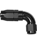 12AN 90 Degree One Piece Full Flow Hose End Fitting Swivel For CPE Braided Hose Aluminum 6061 T6, 1 1/16-12 UNF, AN12, Heavy Duty 1500 PSI, -40F To 250F black 90-degree fitting
