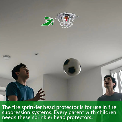 12 Pack Heavy Duty Fire Sprinkler Head Cage Guards Shield Semi Recessed Residential Heads protection in home with kids playing.