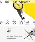 Dial Test Indicator.0001 Precision Gauge For CNC Machining And Inspection, yellow dial, high sensitivity, clear scale