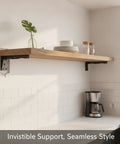 Hidden Mount Floating Shelf Bracket For Living Room And Office, Invisible Steel Hardware Supporting Wood Shelf, Kitchen Scene