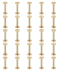 25 Set Solid Brass Chicago Screws M4X30mm Slotted Binding Post Bolts arranged in rows, ideal for leather craft and binding.