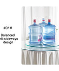 Large Round Lazy Susan Turntable With Swivel Assist System holding water jugs, 100 cm diameter glass serving tray for easy access.