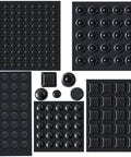 Solid Grip Furniture Bumper Pads 202 Piece Assorted Pack Premium Silicone Self Adhesive Non Marking Rubber Feet including various black silicone shapes.