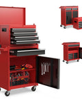 Rolling Tool Chest With Five Drawers, Lockable Wheels, Sliding Drawers, Detachable Top, And Adjustable Shelf, Pro Grade Garage Storage