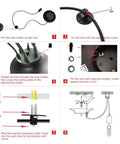 Assembly instructions for Dope 10 Arm Spider Chandelier Pendant Light Edison Style Vintage Industrial Steampunk Hanging Ceiling Fixture DIY Adjustable Droop 110V 240V Compatible E26 E27 Base Bulbs Not Included.