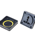 Rugged 10A Weatherproof Outdoor Power Outlet With Secure Cover For Caravans And RV Campers heat resistant nylon socket with yellow seal.