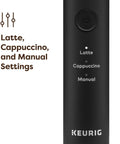 Close-up of SimpleCafe Rechargeable Handheld Milk Frother For Lattes Cappuccinos And Iced Coffee with settings for Latte, Cappuccino, Manual.