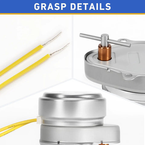 Close-up of the 24V Synchronous Damper Motor 37944L Replacement For Ztech and Buetler Dampers with yellow wire and connectors.
