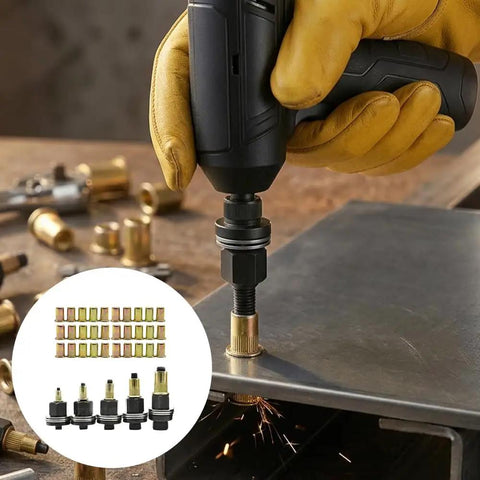 Heavy Duty Rivet Nut Tool Kit With M3 To M8 Carbon Steel Adapters For Sheet Metal Auto Repair And Furniture Building Projects That Get The Job Done Right Every Time on sheet metal