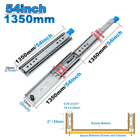 Heavy Duty Full Extension Drawer Slides With Lock Rock Solid Ball Bearing Side Mount Runners And Built Tough Sliding Rails For Furniture And Toolboxes Pair Of 10 Inch Steel Guides, 54 inch steel glides dimensions.