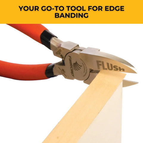 Macro Flush Cut Pliers for Edgebanding and Brad Nails Pro Grade Trim Tool cutting wood edge, durable steel, spring-loaded handles
