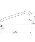 Dimensions diagram of 8 Inch Swivel Spout Replacement Kit for Commercial Kitchen Sink Faucets with M25x1.25mm Connector 2 GPM Aerator