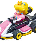 Princess Peach car from Mario Kart Slot Car Race Track With Spinners Two Cars Included Starring Mario And Peach Battery Powered Beginner Racing Set