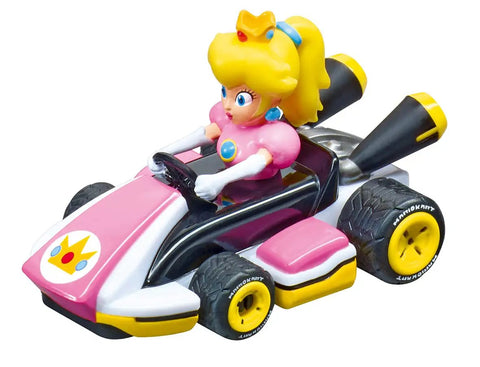 Princess Peach car from Mario Kart Slot Car Race Track With Spinners Two Cars Included Starring Mario And Peach Battery Powered Beginner Racing Set