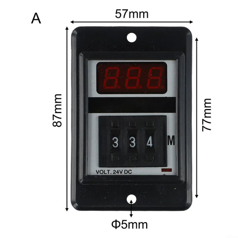 8 Pin AC 220V Time Delay Relay For ASY 3D Panel Mount With Adjustable 999S 999M Timer Switch Industrial Control For Street Lighting And Automation Precise Delay Settings From Seconds To Minutes, 57x87mm front view