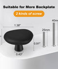 Legit Premium Matte Black Pebble Cabinet Knobs For Dresser Drawers In A Solid Ten Pack with size and screw details.
