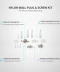 Easy Install Nylon Wall Plug And Screw Kit For Drywall Hollow Brick And Foam Block, white nylon plugs with stainless screws