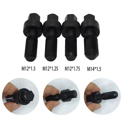 8Pcs Wheel Stud Thread Restorer Kit M12 And M14 Size Set showing four black thread chasers in M12 and M14 sizes