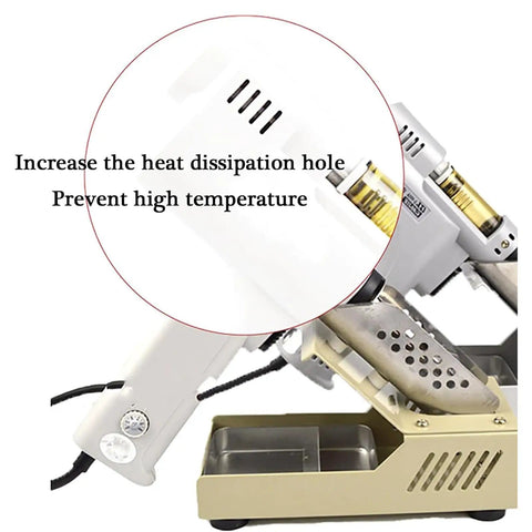 Electric Vacuum Desoldering Pump Portable Pro Grade Solder Gun showing heat dissipation hole and parts