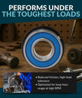 Sealed Ball Bearing With Snap Ring Kit 5/8 X 1-3/8 X 7/16 Heavy Duty Chrome Steel 52100 shown with blue seal, high-load performance