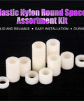 Durable Nylon Spacer Kit With 300 And 450 Pieces Round Standoff Spacers And Nut Spacers ABS Plastic Hollow Washers M6 Screws Three Set Hardware Assortment For Easy Mounting And Vibration Dampening, white nylon round spacers