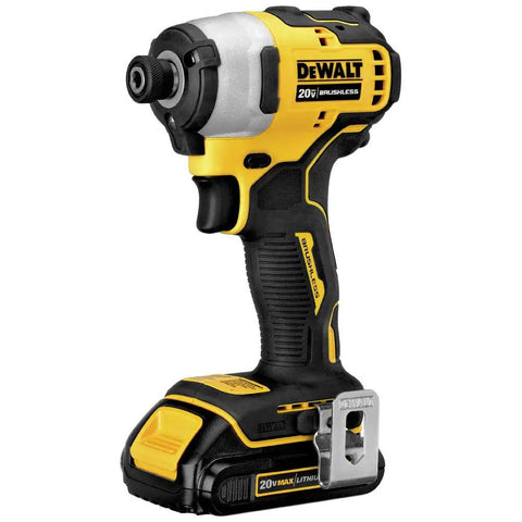 Atomic 20V Max Cordless Impact Driver Kit With Two Batteries And One Quarter Inch Hex Chuck Ultra Compact Five Point One Inch Length
