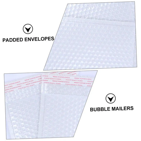 Close-up of 25 Pack White Bubble Mailers Self Seal Padded Envelopes 24x35+5cm Waterproof Shockproof Packaging Bags for shipping