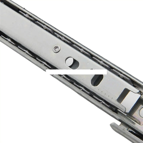 Close-up of Full Extension Drawer Slides For Smooth Quiet Gliding Two Piece Set Pro Grade Heavy Duty Metal Runners With Corrosion Resistant Finish