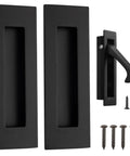 Pocket Door Pull And Edge Pull Set Matte Black Recessed Flush Handles For Sliding Doors Includes Two 6 By 2 Inch Pocket Door Pulls And One 3.15 By 0.87 Inch Edge Pull Hidden Flush Design For Smooth Operation Barn Door Hardware