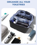 Men's Dopp Kit Toiletry Bag With PU Leather Travel Organizer Featuring Detachable Waterproof Hanging Pouch Open Flat