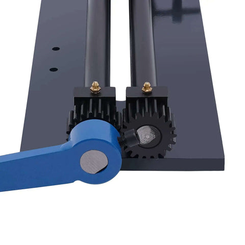 Close-up of 12-Inch Gear Drive on Bead Roller Machine With 6 Dies Set for Metal Sheets, highlighting durable construction and ease of use.