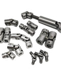 Premium Steel Universal Joint Cross Shaft Coupler set featuring telescopic connectors for model cars and robots.