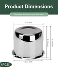 Heavy Duty Push Through Trailer Wheel Center Caps Boasting A Slick Chrome Polish For A Tight Universal Mount On Truck Rv And Suv Rims, with dimensions 3.19in OD, 3.11in ID.