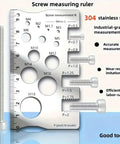 Two Piece Stainless Steel Screw And Bolt Caliper Set With Precision Thread And Diameter Gauge M1 To M12 tool on display.