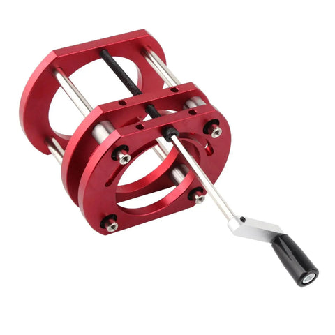 Router Lift System With 4 Jaw Clamping For Rock Solid Accuracy, 51mm Lift Height, Stable Mount For Small Trimming Machines, Fits 64mm To 66mm Motors, Crank Handle Upgrade For Smooth, Vibration Free Edge Cuts, red aluminum lift with handle