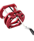 Heavy Duty Aluminum Alloy Router Base With Four Jaw Quick Clamping For Router Table Lifting System in red, showcasing clamp detail.