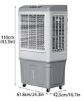 Portable Evaporative Air Cooler With Four Freezing Ice Packs And Spacious Water Tank Kicks Serious Heat For Bedroom Home Office And Keeps Your Space Cool As Butter Daily standing next to measurement scale.