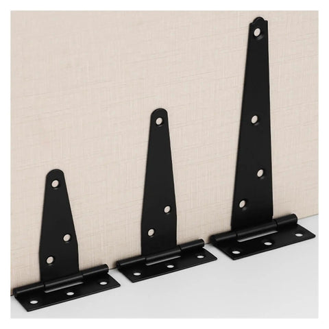 Rock Solid Heavy Duty Black T Shape Iron Hinges Built Like A Tank For Sliding Barn Doors And Fences With Silent Glide Galvanized Coating Quick Snap Install Two Pack Measures Approx 95 By 64 Mm Each on display.