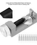 All Metal Watch Link Remover Kit With 10 Extra Pins For Quick Pin Removal And Band Sizing Durable Watch Band Tool