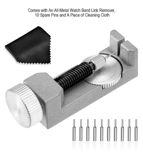 All Metal Watch Link Remover Kit With 10 Extra Pins For Quick Pin Removal And Band Sizing Durable Watch Band Tool