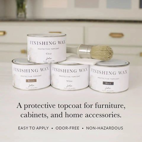 Premium White Finishing Wax Topcoat For Interior Furniture Cabinets Walls And Decor Odor Free Non Hazardous Water Resistant Easy To Apply Whitewash And Limed Finish Create Subtle Depth On Surfaces 500ml cans with brush