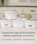 Cans of Finishing Wax Top Coat For Furniture And Cabinets Use On Interior Walls And Home Decor Odorless And Non Hazardous Clear Water Resistant Chalk Finish Wax For A Pro Grade Matte Look Or Buffable Shine 500 ml with brush