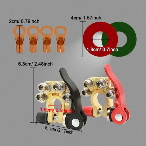 Four Way Battery Terminal Connectors For SAE JIS Type A Posts Quick Release Top Post Clamps For Positive And Negative Poles